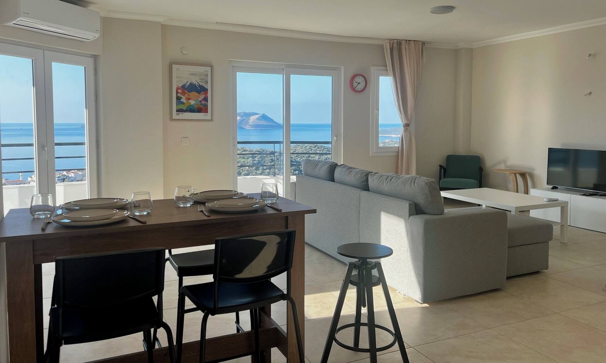 Kas Apartment | Lacivert Apart - Sea View Apartment & Sunset Balcony & Meis Island Views