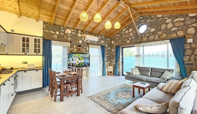 Luxurious 2-bedroom stone villa with two pools, Turkish hamam & sauna